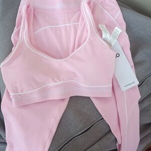 ALO Yoga Pink Sports Bra and Leggings